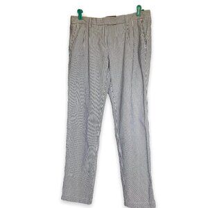 Lands' End Pants Midrise Slim Leg Ankle High Seersucker Women's Sz 6 Blue White